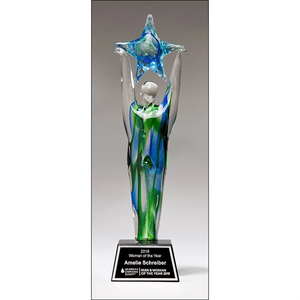Photo of Art Glass Star Achiever Trophy