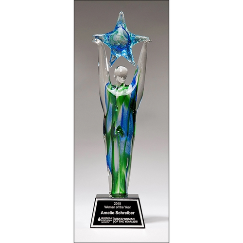 Photo of Art Glass Star Achiever Trophy