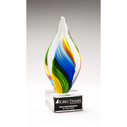 Photo of Rainbow Colored Twist Art Glass Award