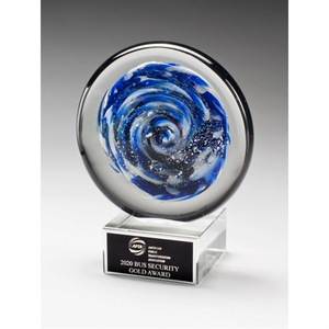 Photo of Blue And White Disc Art Glass Award