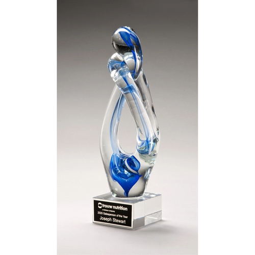 Main photo of Contemporary Art Glass Sculpture With Blue Accent