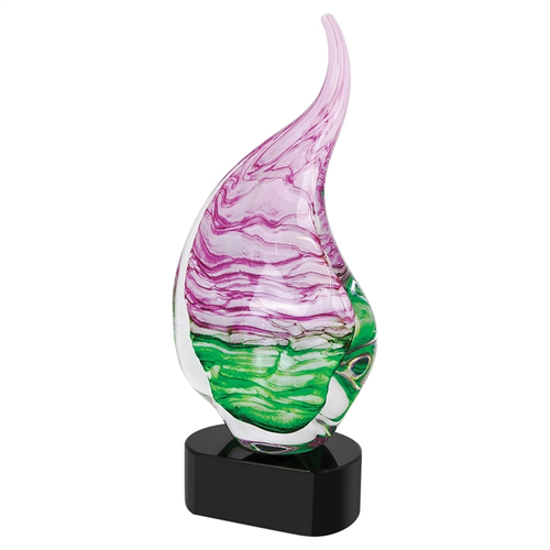 Main photo of 15 1/2" Pink/Green Art Glass