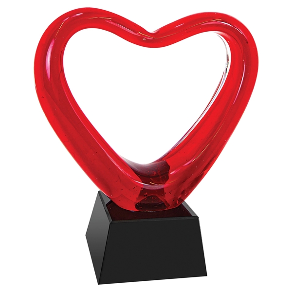 Red color option for 6 1/2" Red Heart Art Glass With Black Base