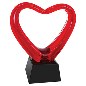 Photo of 6 1/2" Red Heart Art Glass With Black Base