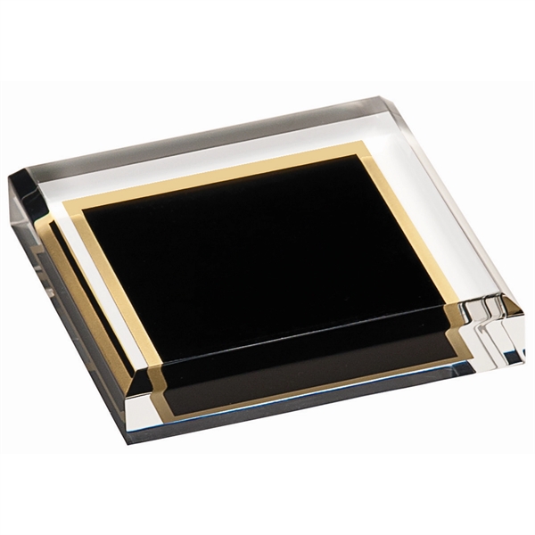 Clear/Black color option for 3 3/4" X 3 3/4" Black Acrylic Paperweight