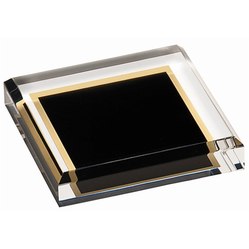 Main photo of 3 3/4" X 3 3/4" Black Acrylic Paperweight