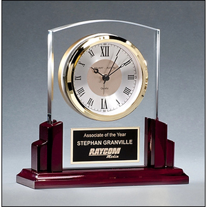Photo of Glass Clock With Rosewood High Gloss Base