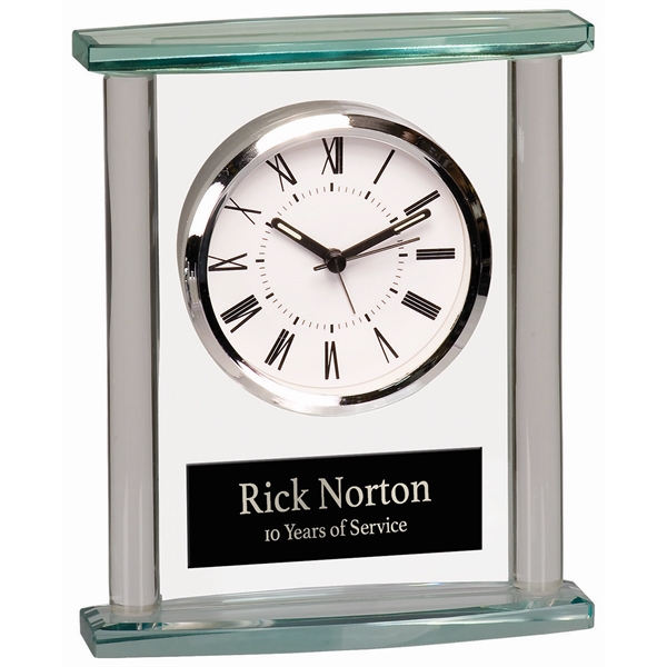 Clear/Jade color option for 7" Square Glass Clock With Top