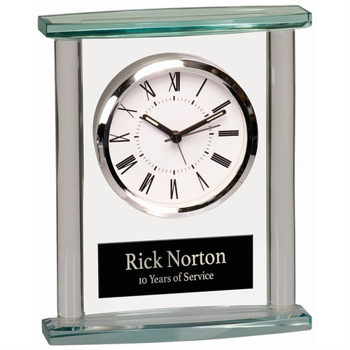 Main photo of 7" Square Glass Clock With Top