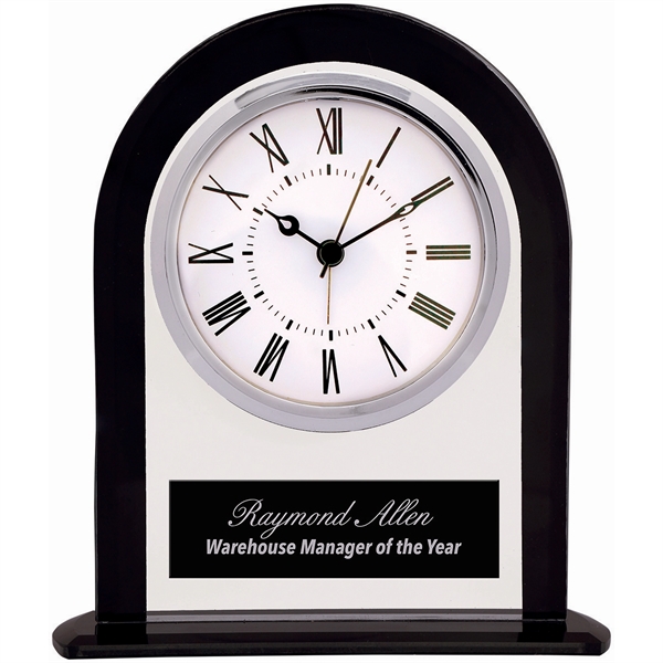 Clear-Black color option for 6 1/4" Black/Clear Glass Arch Clock