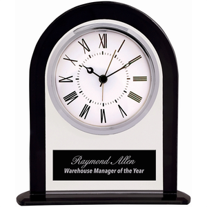 Photo of 6 1/4" Black/Clear Glass Arch Clock