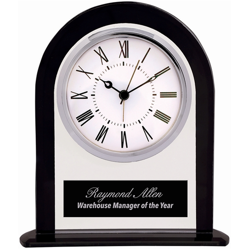 Main photo of 6 1/4" Black/Clear Glass Arch Clock