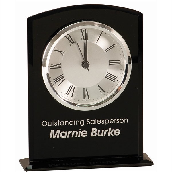 Black color option for 6 1/4" Black Glass Arch Clock With Base
