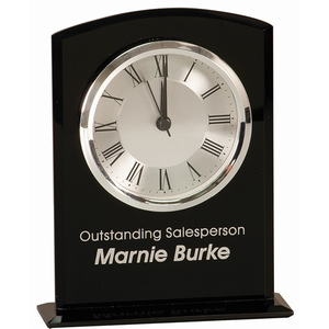 Photo of 6 1/4" Black Glass Arch Clock With Base