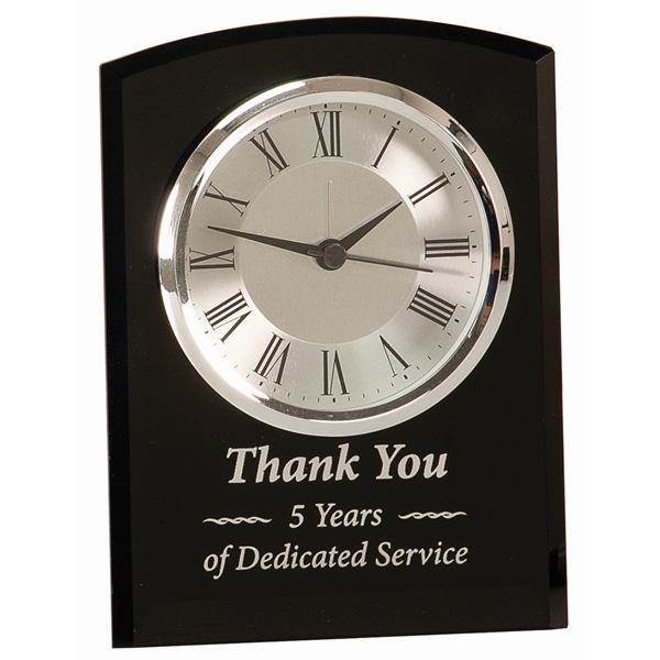 Black color option for 6" Black Glass Arch Clock, Self Standing