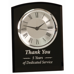 Photo of 6" Black Glass Arch Clock, Self Standing