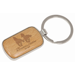 Photo of Metal/Wood Round Corner Rectangular Key Chain