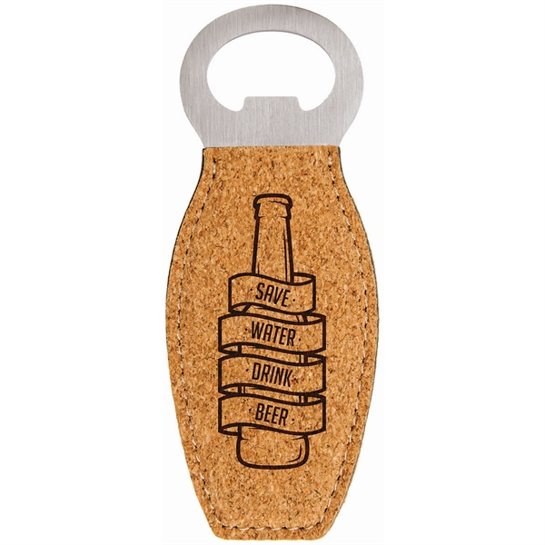 Light Brown color option for 4  5/8" Cork Leatherette Bottle Opener With Magnet