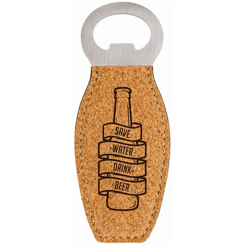 Main photo of 4  5/8" Cork Leatherette Bottle Opener With Magnet