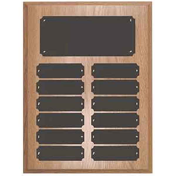 Oak color option for 12 Plate Oak Finish Completed Perpetual Plaque