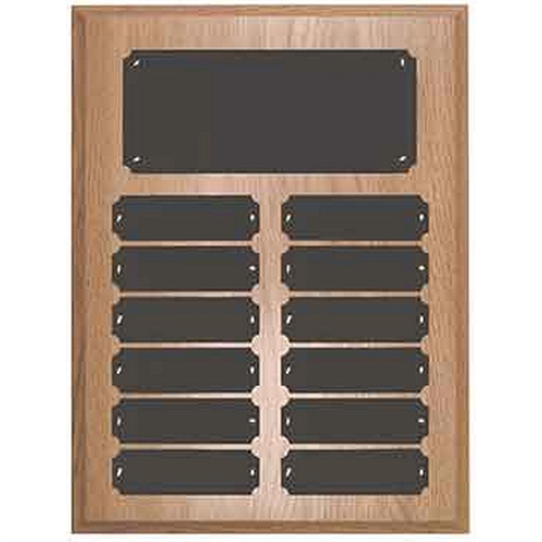 Main photo of 12 Plate Oak Finish Completed Perpetual Plaque