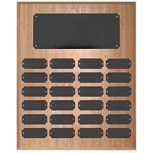 Photo of 24 Plate Oak Finish Completed Perpetual Plaque