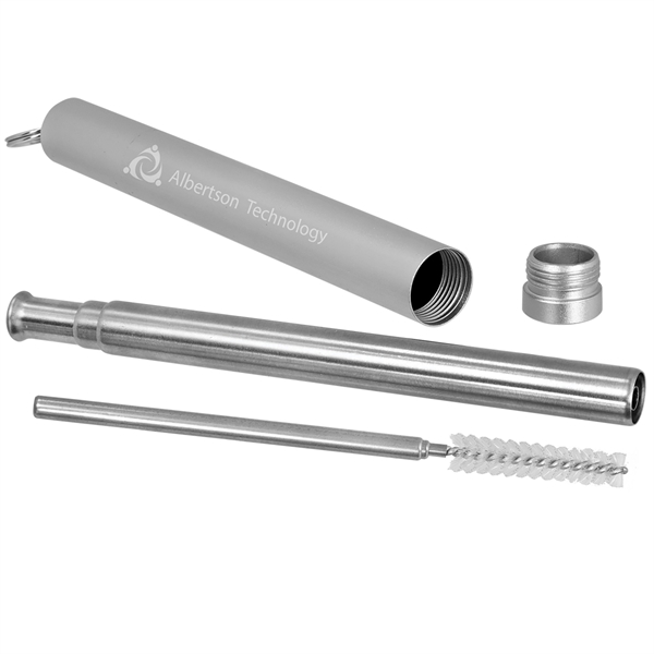 Silver color option for 9 1/4" Collapsible Metal Straw With Case And Cleaning Brush