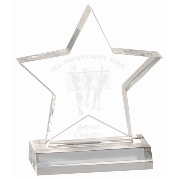 Clear color option for 5" X 5" Clear Star Acrylic Award W/ 4" Base