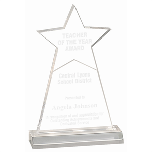 Photo of 4 3/4" X 8" Clear Star Obelisk Acrylic W/ 5 3/4" Inch Base