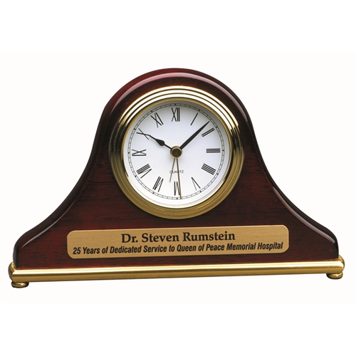 Main photo of 7 1/2" X 4 1/2" Rosewood Piano Finish Mantel Desk Clock