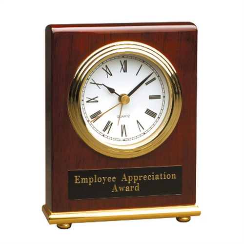 Main photo of 4" X 5" Rosewood Piano Finish Rectangle Desk Clock