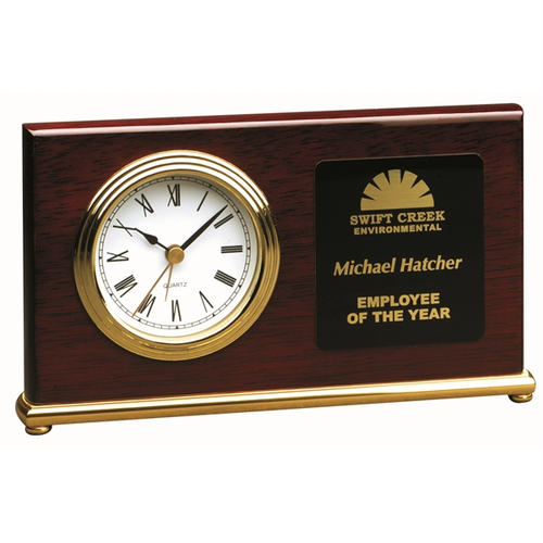 Main photo of 7 1/2" X 4" Rosewood Piano Finish Horizontal Desk Clock