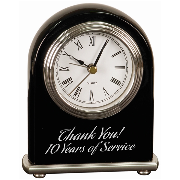 Black color option for 4" X 5" Black Piano Finish Arch Desk Clock