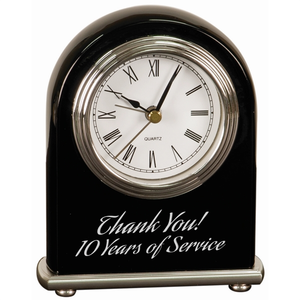 Photo of 4" X 5" Black Piano Finish Arch Desk Clock