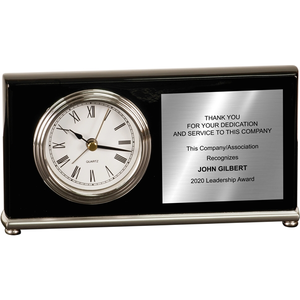 Photo of 7 1/2" X 4" Black Piano Finish Horizontal Desk Clock