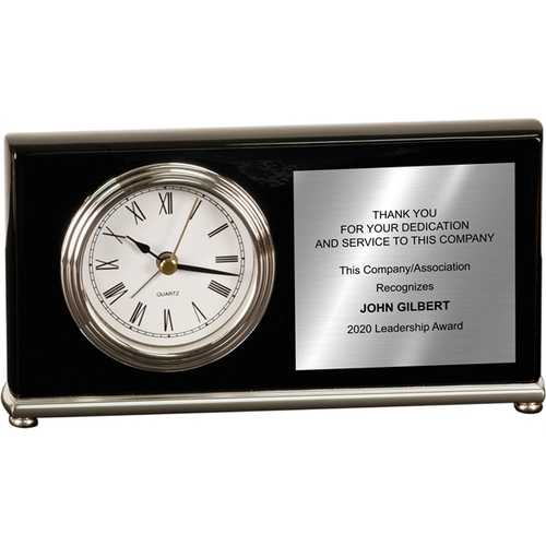 Main photo of 7 1/2" X 4" Black Piano Finish Horizontal Desk Clock
