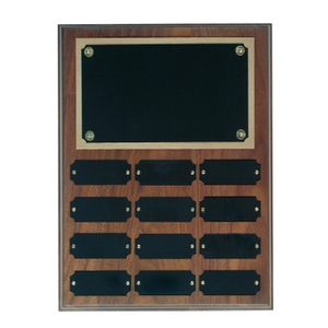 Photo of 12 Plate Genuine Walnut Completed Perpetual Plaque