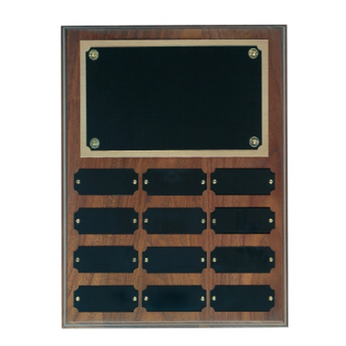 Main photo of 12 Plate Genuine Walnut Completed Perpetual Plaque