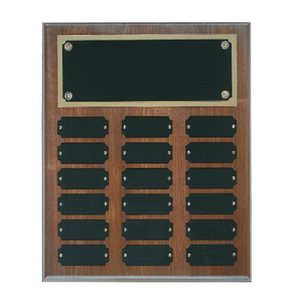 Photo of 18 Plate Genuine Walnut Completed Perpetual Plaque