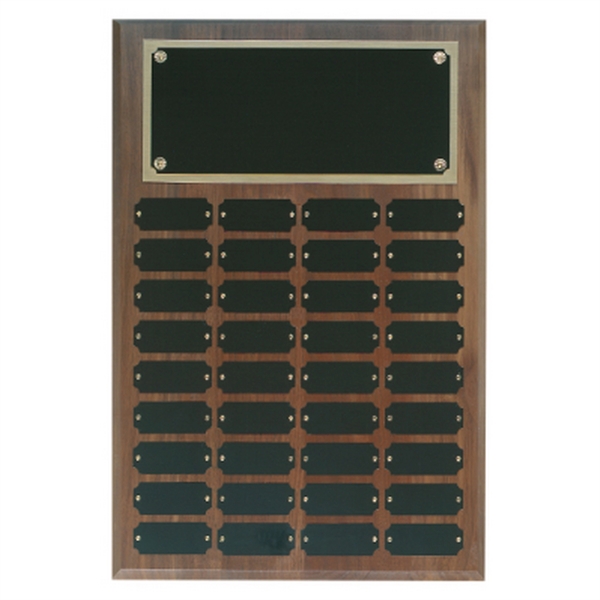 Brown color option for 36 Plate Genuine Walnut Completed Perpetual Plaque