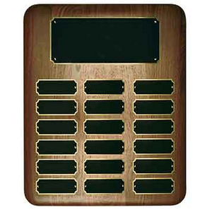 Photo of 18 Plate Walnut Elliptical Edge Completed Perpetual Plaque