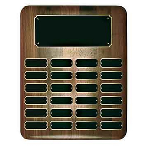Photo of 24 Plate Walnut Elliptical Edge Completed Perpetual Plaque