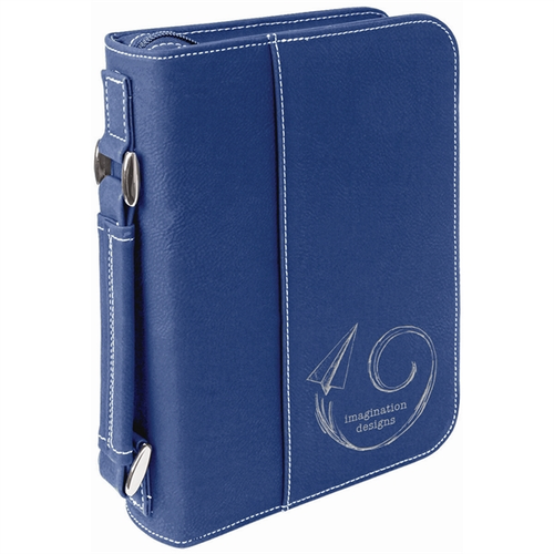 Main photo of 6 3/4" X 9 1/4" Blue/Silver Leatherette Book/Bible Cover