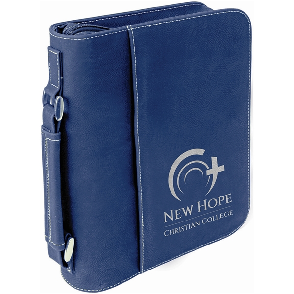 Blue/Silver color option for 7 1/2" X 10 3/4" Blue/Silver Leatherette Book/Bible Cover