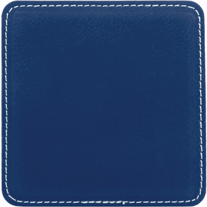 Photo of 4" X 4" Square Blue/Silver Leatherette Coaster