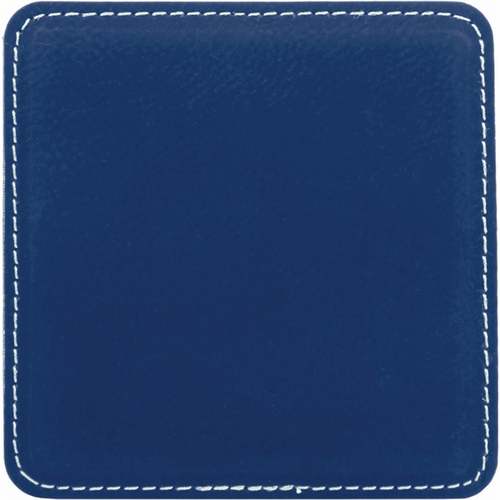 Main photo of 4" X 4" Square Blue/Silver Leatherette Coaster