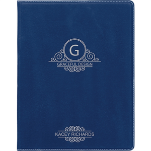 Photo of 7" X 9" Blue/Silver Leatherette Small Portfolio With Notepad
