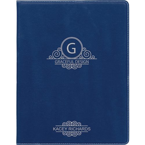 Main photo of 7" X 9" Blue/Silver Leatherette Small Portfolio With Notepad