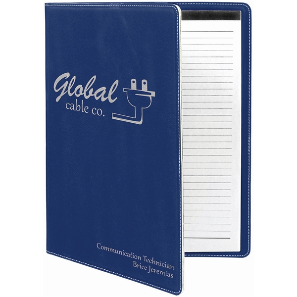 Blue/Silver color option for 9 1/2" X 12" Blue/Silver Leatherette Portfolio With Notepad