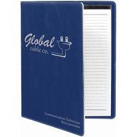 9 1/2" X 12" Blue/Silver Leatherette Portfolio With Notepad
